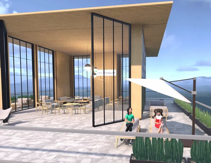 モダン建築テラス、絶景、アバター