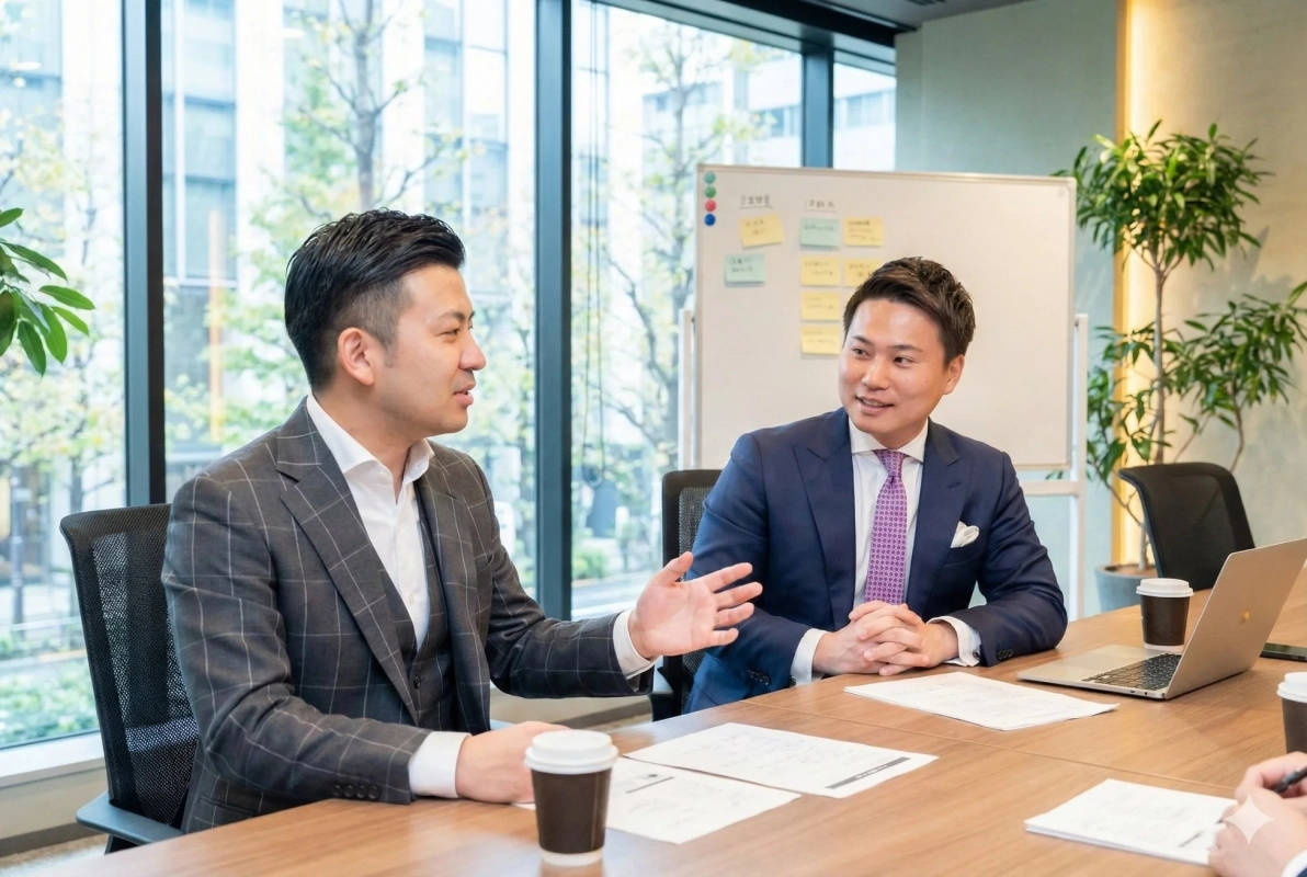 オフィスで会議をするビジネスマンたち