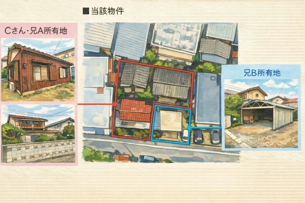 当該物件 Cさん・兄A所有地 兄B所有地