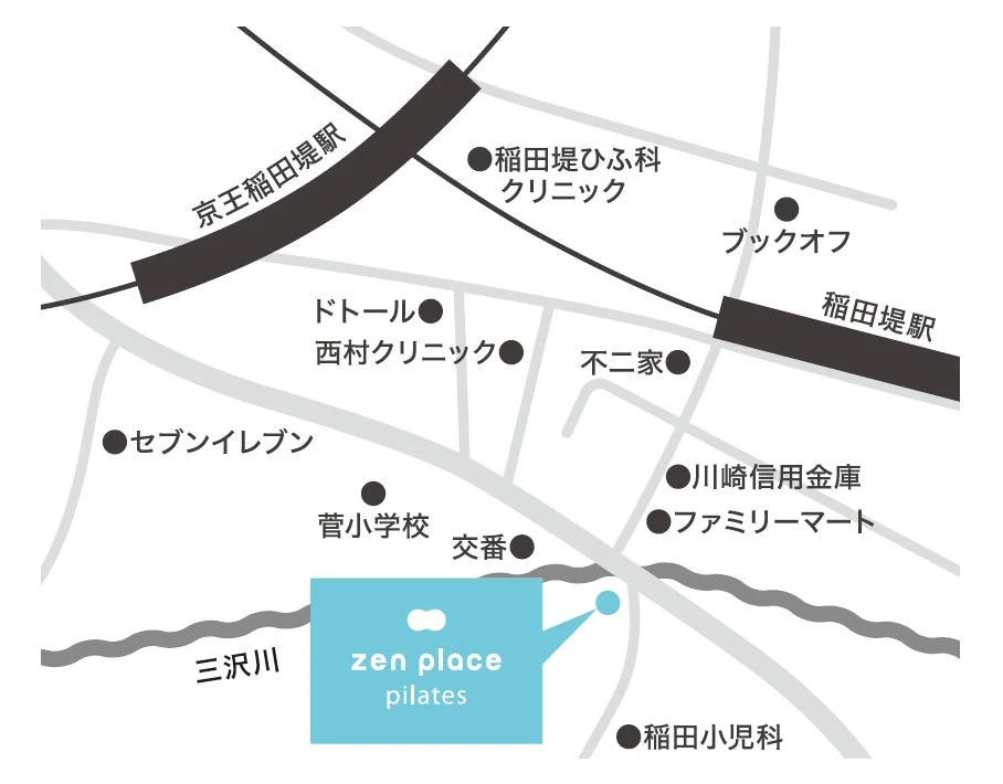 稲田堤スタジオ周辺地図