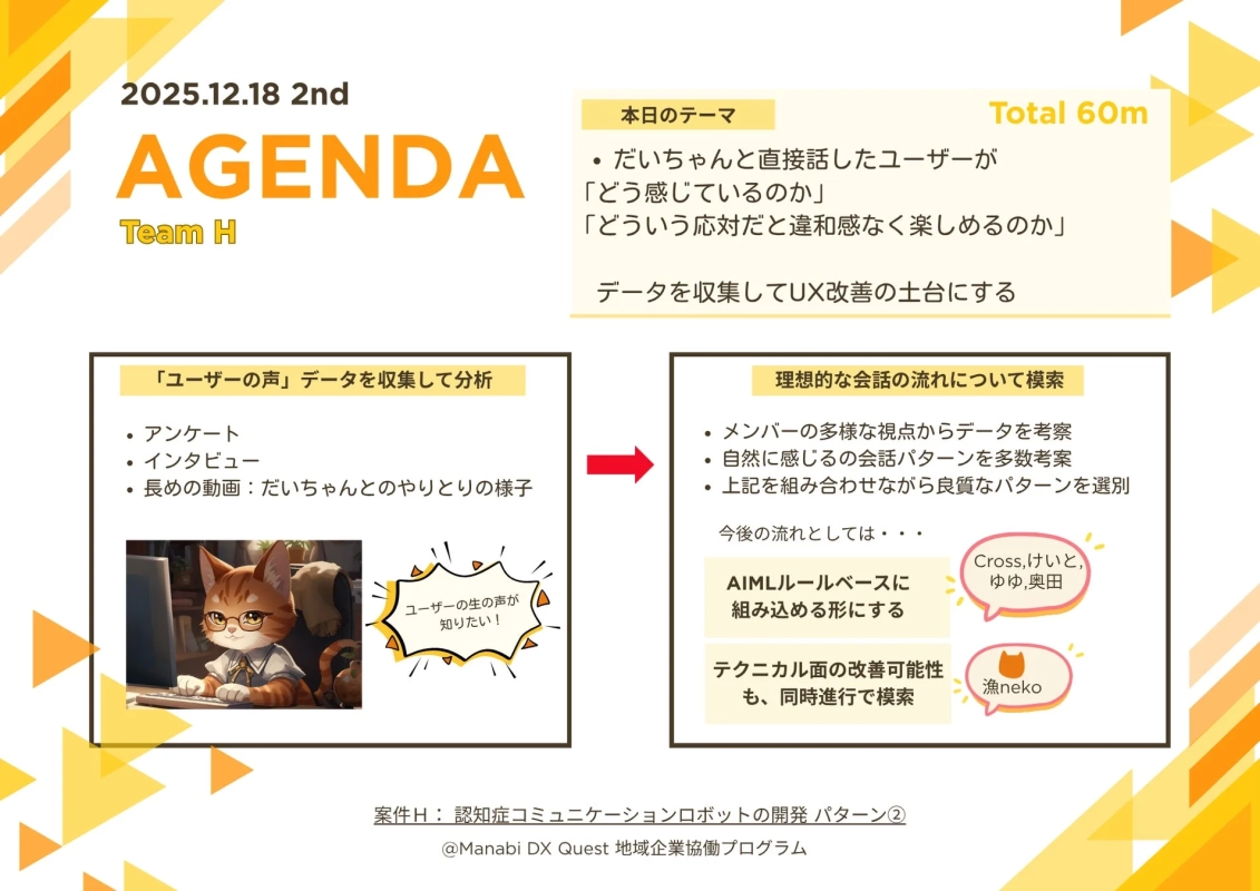 認知症コミュニケーションロボット「だいちゃん」のUX改善を目的としたアジェンダ